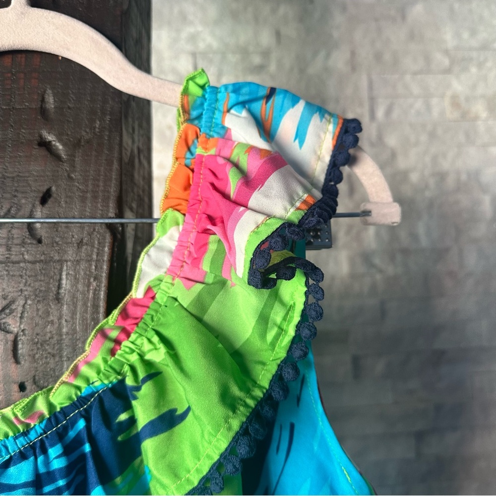 Mud Pie Bag Lady Bright Vibrant Watercolor One Shoulder Beach Pool Dress Size M - Picture 3 of 8